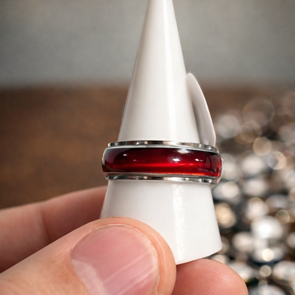 Red and Silver Band Ring